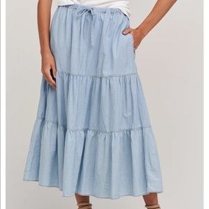 Velvet Simone chambray tiered skirt